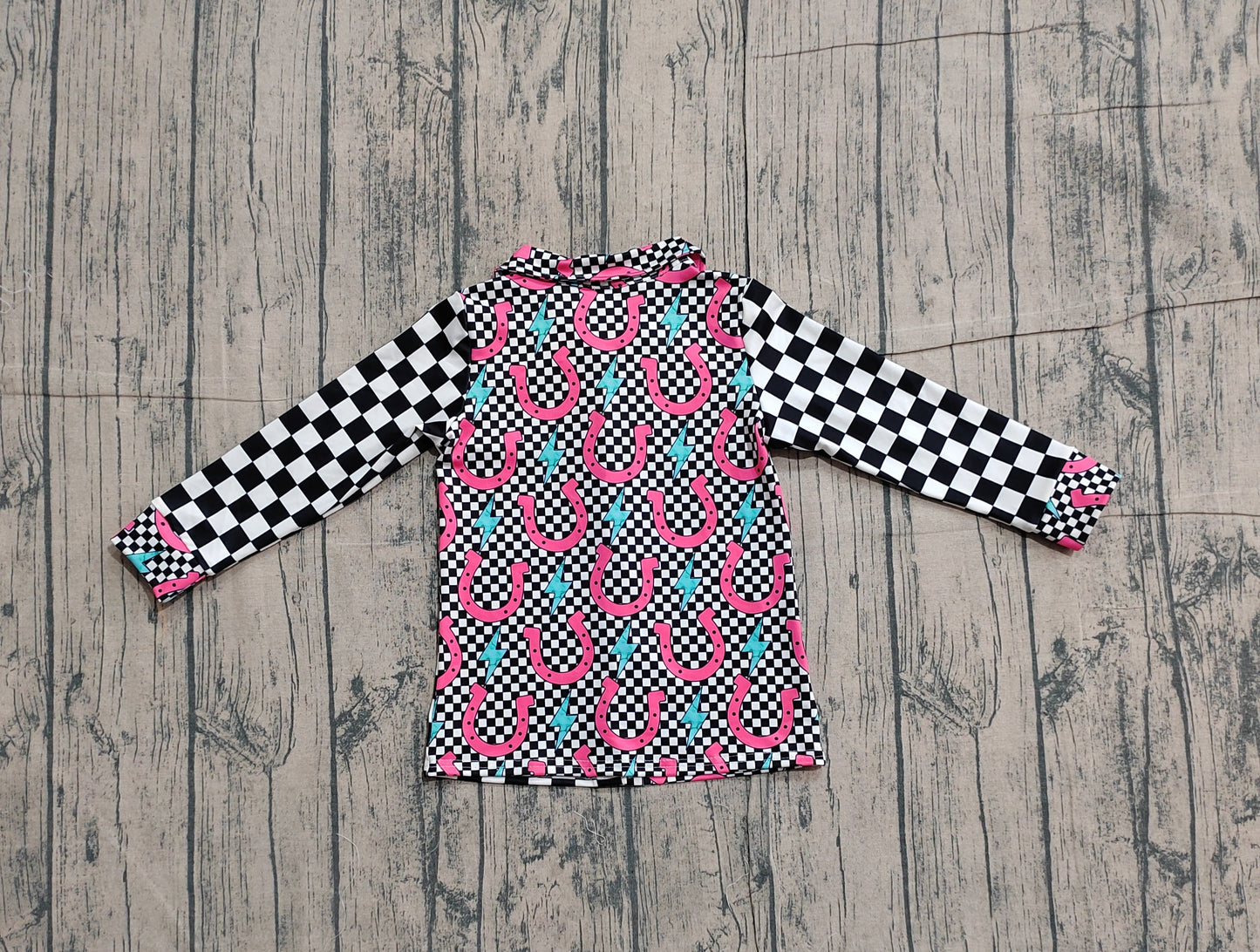 Baby Girls Shoes Lightnings Black Checked Western Button Shirts Top