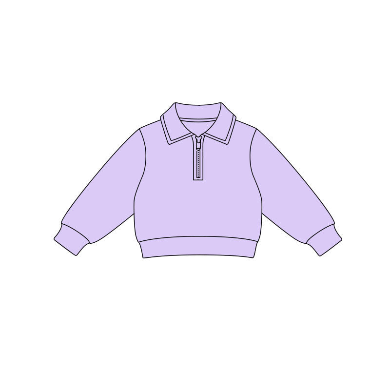 Baby Girls Lavender Long Sleeve Yoga Zipper Pullovers Top Preorder