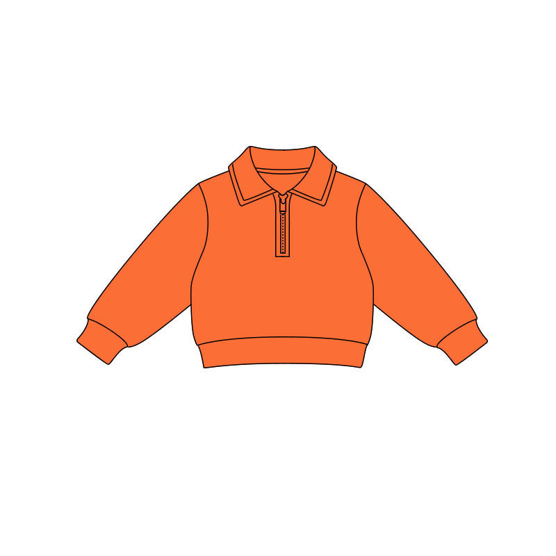 Baby Girls Orange Long Sleeve Yoga Zipper Pullovers Top Preorder