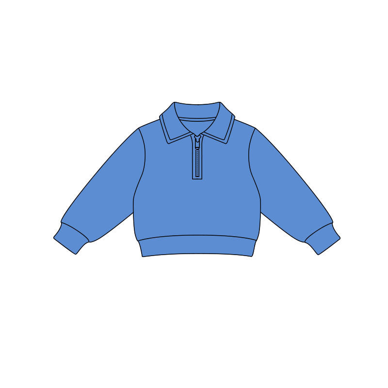 Baby Girls Blue Long Sleeve Yoga Zipper Pullovers Top Preorder
