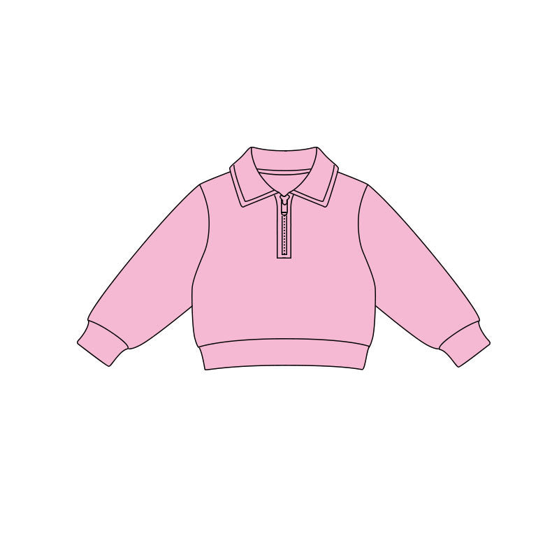Baby Girls Pink Long Sleeve Yoga Zipper Pullovers Top Preorder