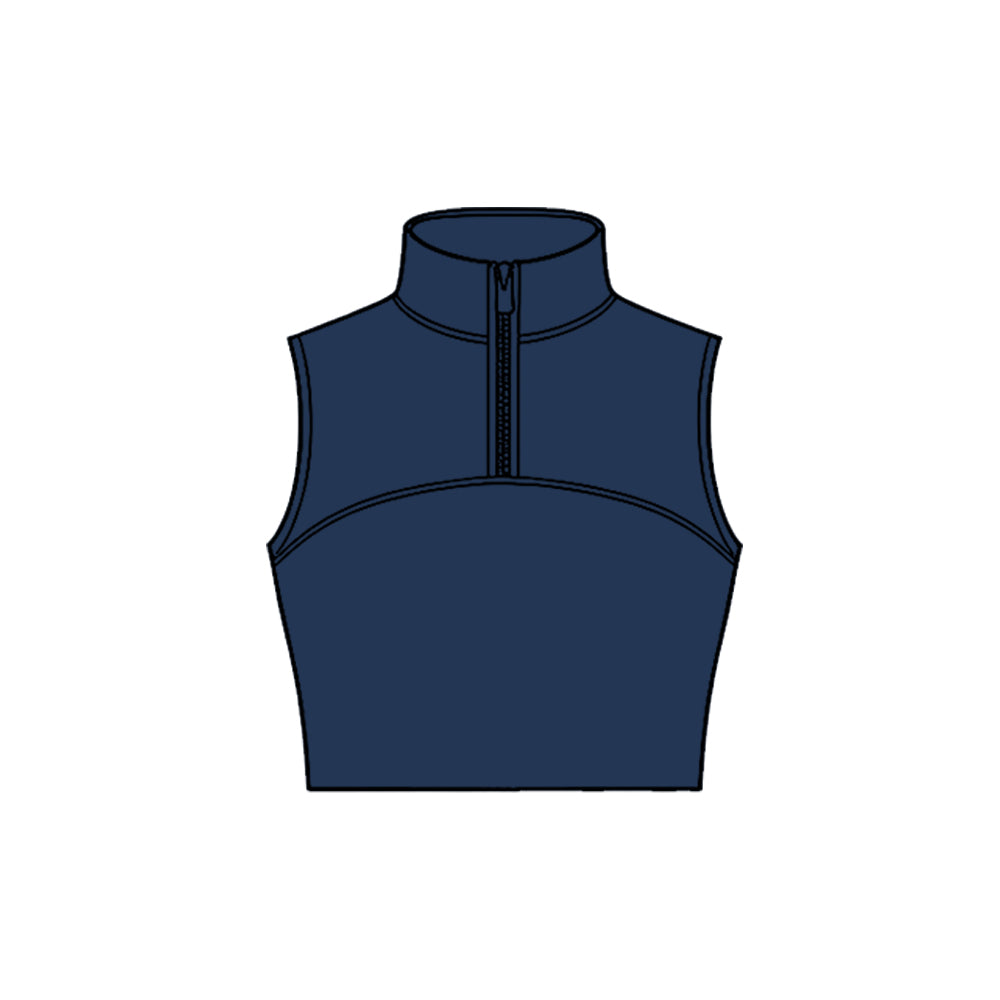 Baby Girls Navy Sleeveless Zipper Yoga Vests Top Preorder