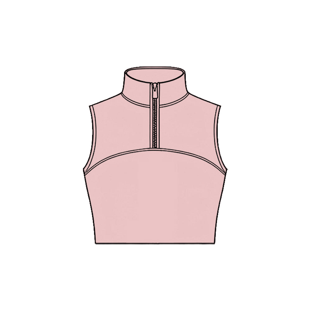 Baby Girls Light Pink Sleeveless Zipper Yoga Vests Top Preorder