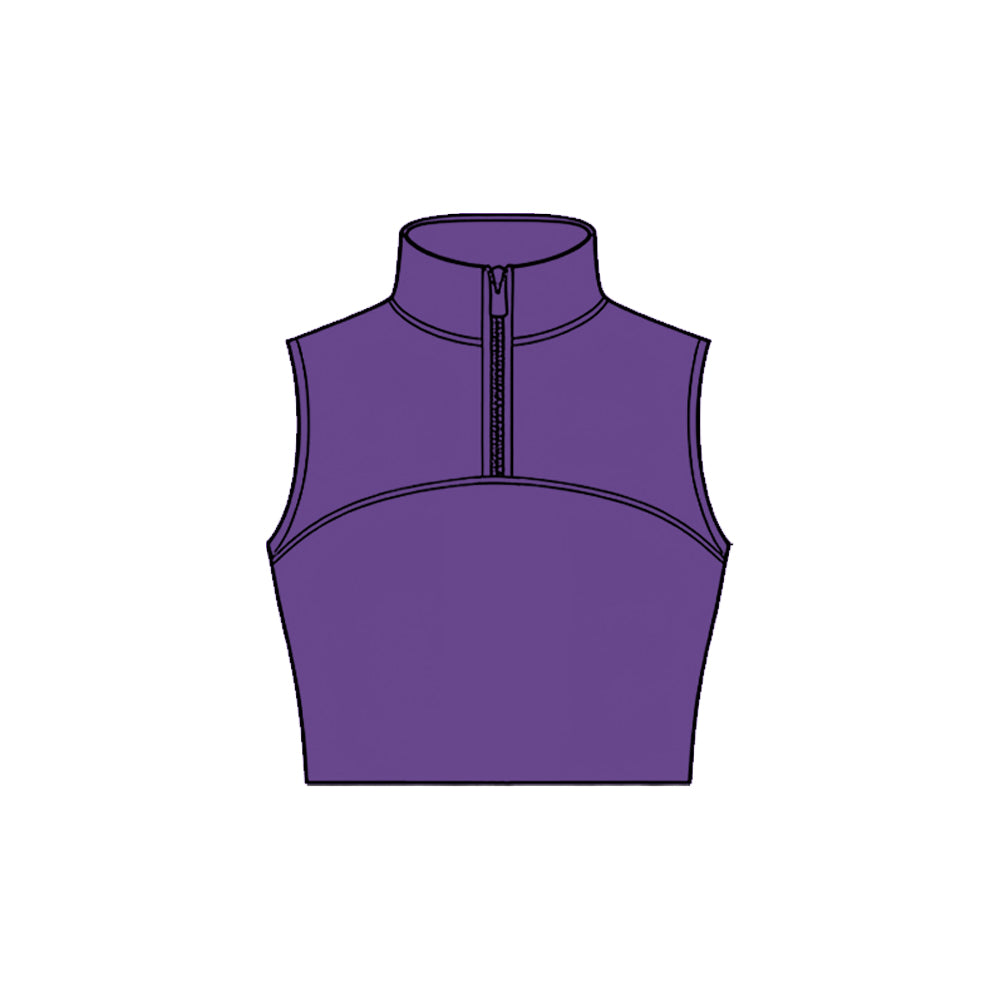 Baby Girls Purple Sleeveless Zipper Yoga Vests Top Preorder