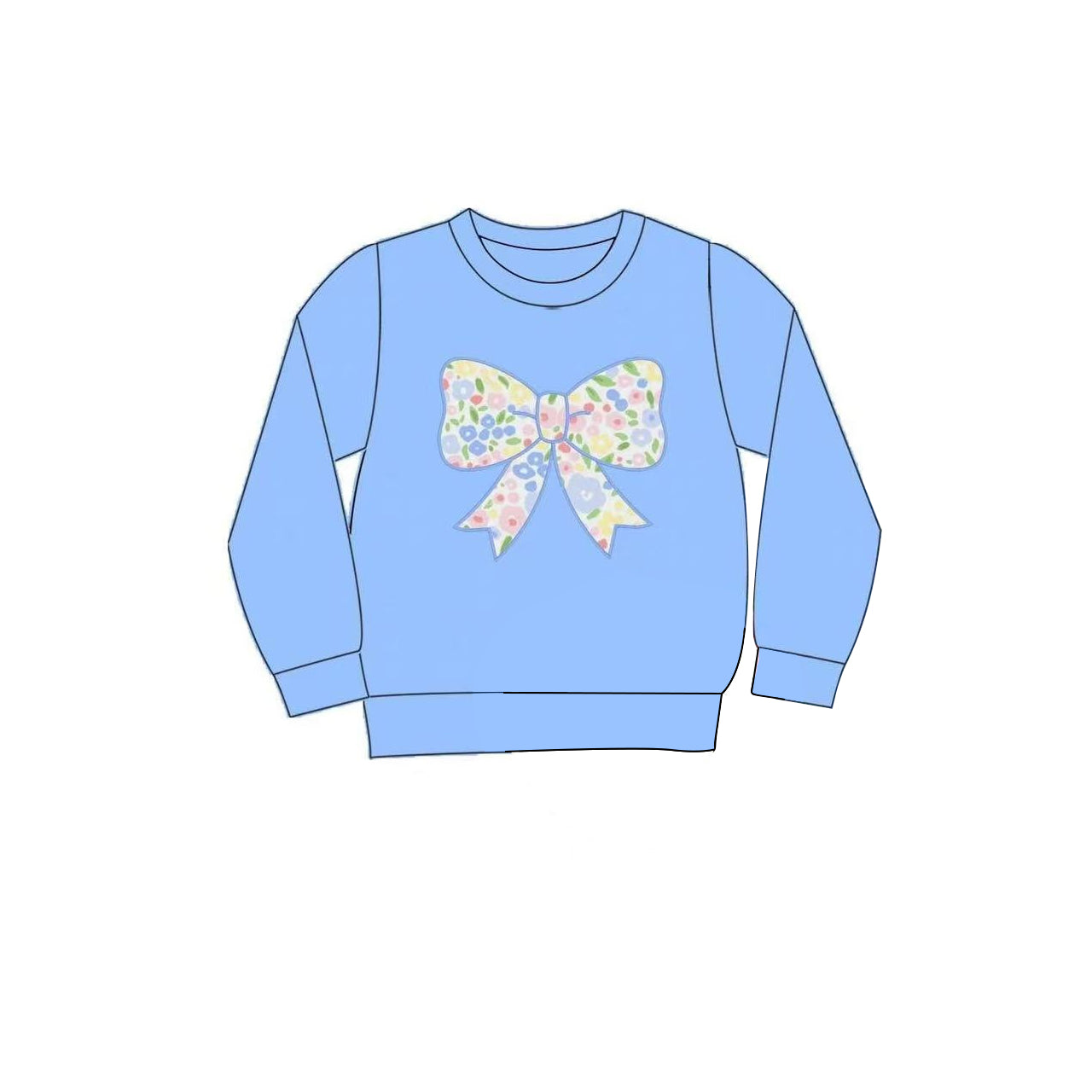 Baby Girls Blue Flowers Bows Long Sleeve T-shirts Top Preorder