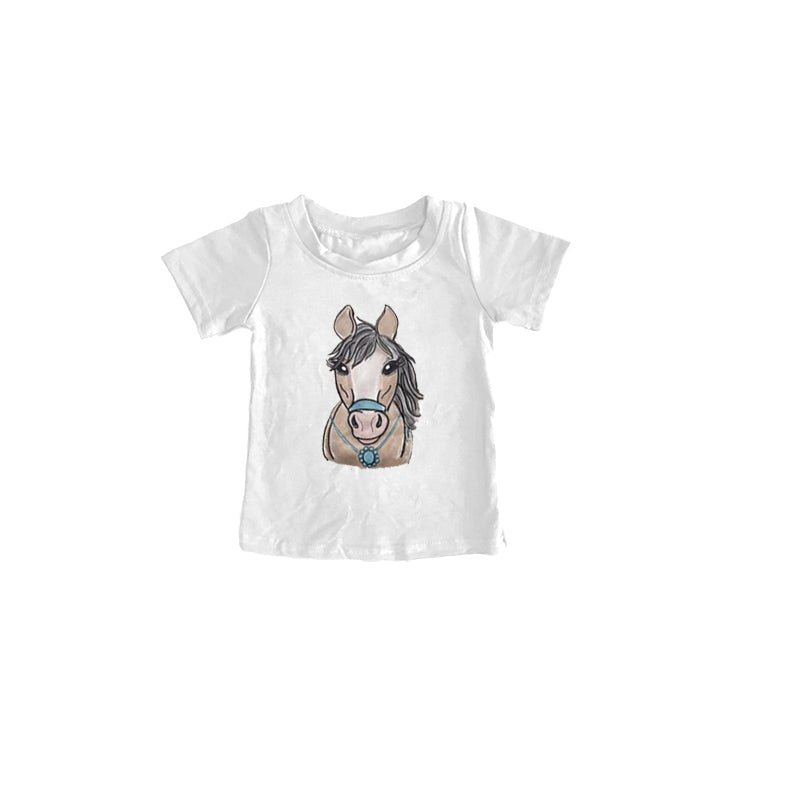 Baby Girls Short Sleeve Horses Western T-shirts Top Preorder