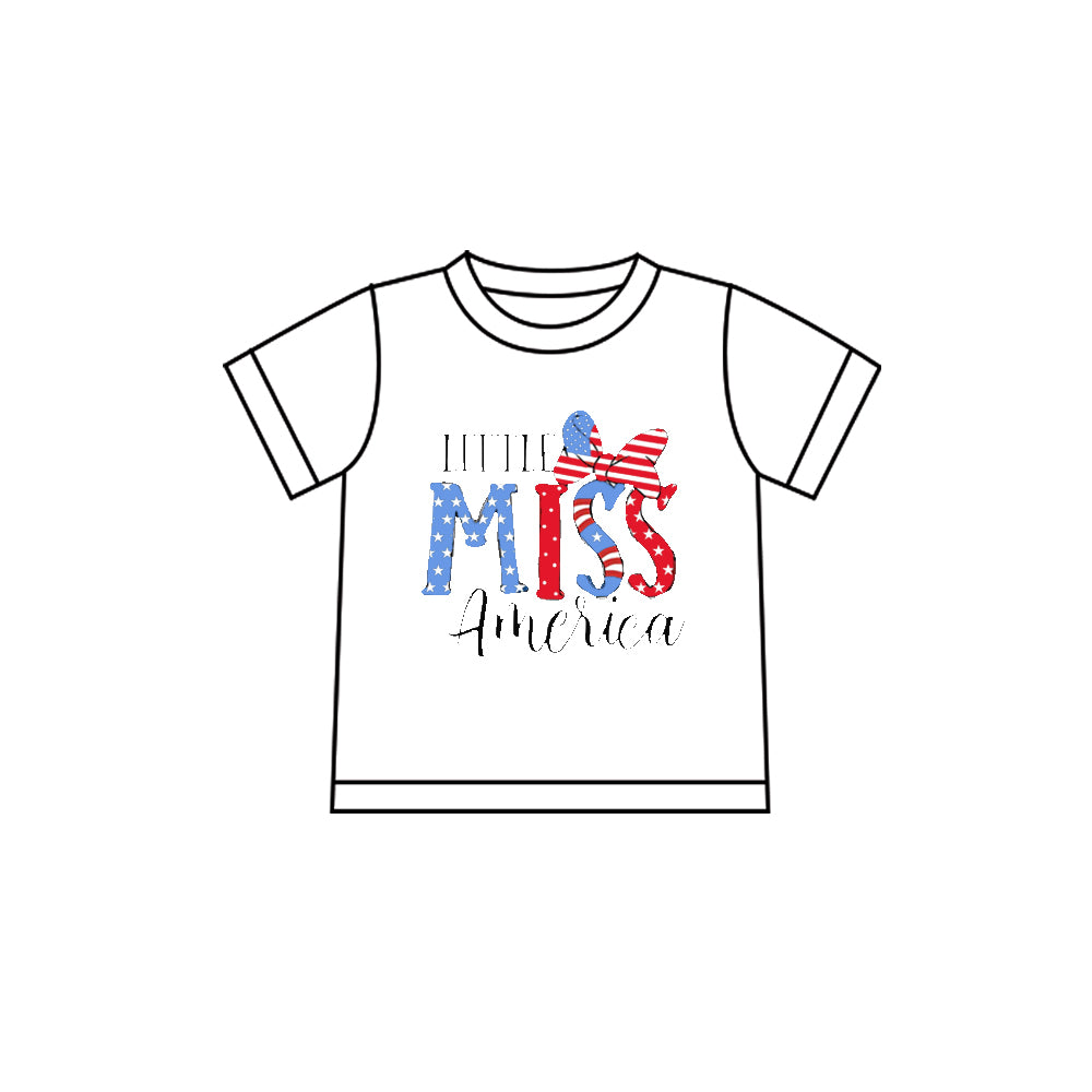 Baby Girls Short Sleeve Miss America 4th of July T-shirts Top Preorder