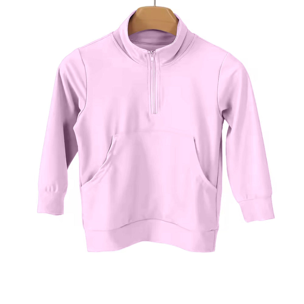 Baby Girls Pink Long Sleeve Zipper Pockets Yoga Active Pullovers Top Preorder