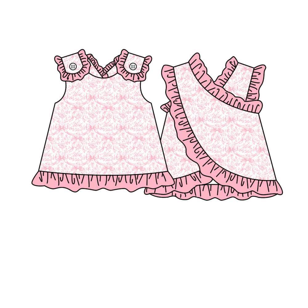 Baby Girls Sleeveless Pink Bows Flowers Tunic Tops Preorder