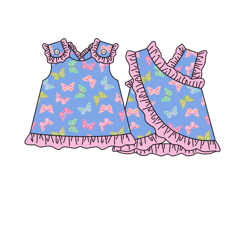 Baby Girls Sleeveless Colorful Butterfly Tunic Tops Preorder