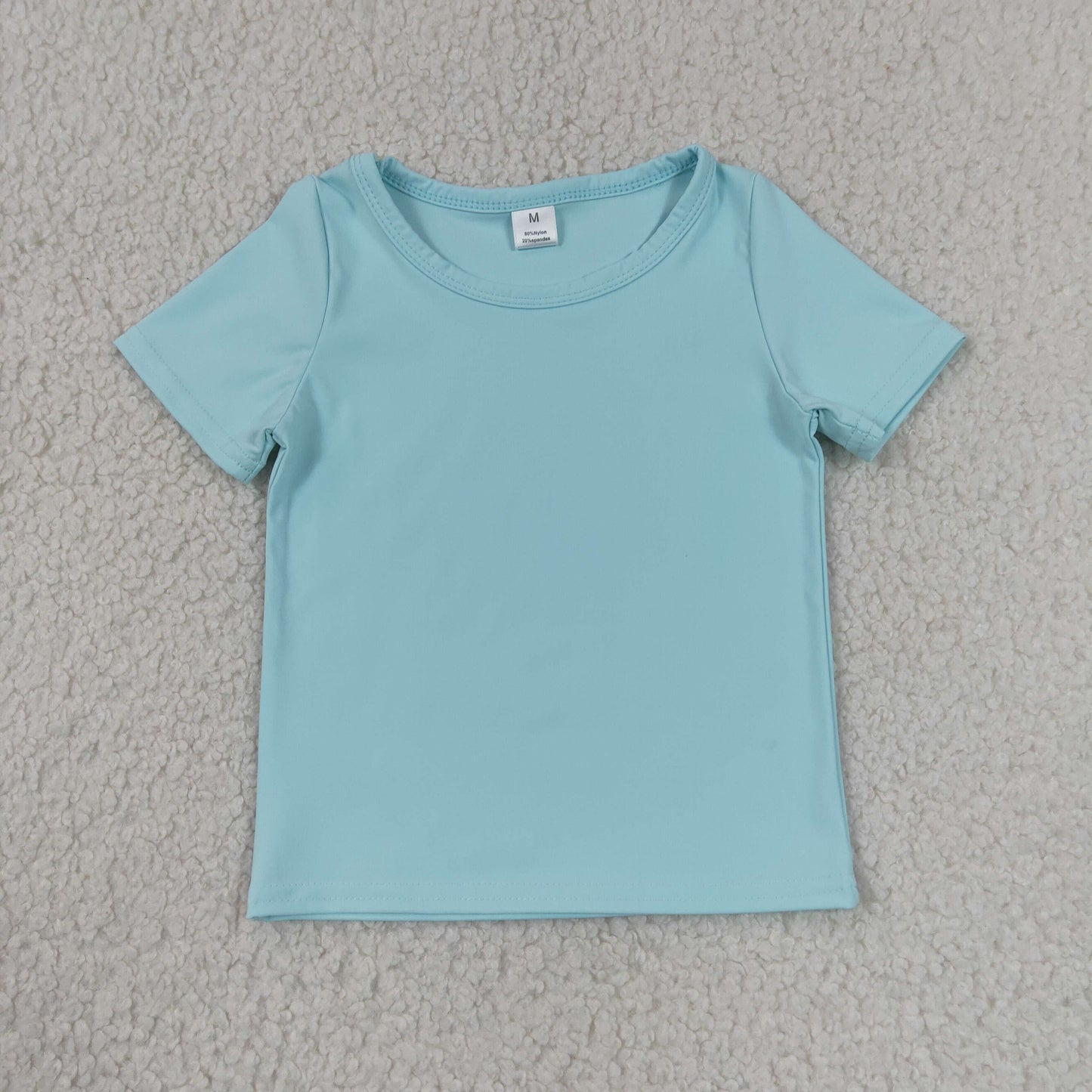 Baby Girls Light Blue Short Sleeve Yoga Active T-shirts Top