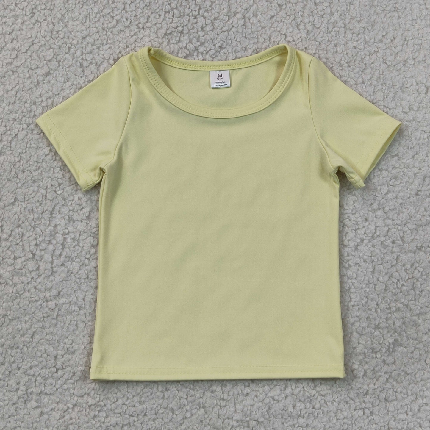 Baby Girls Light Yellow Short Sleeve Yoga Active T-shirts Top