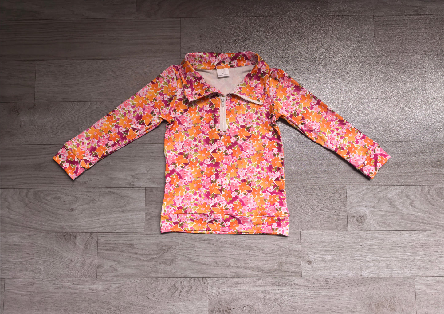 Baby Girls Long Sleeve Colorful Flowers Fall Zipper Pullovers Top