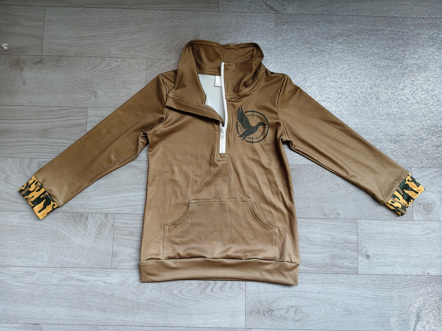 Baby Girls Long Sleeve Ducks Zip Pocket Hunting Pullovers Top