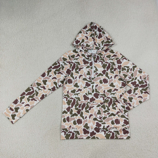Sibling Adult Women Long Sleeve Southern Camo Zip Pocket Hoodies Tops
