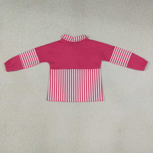 Baby Girls Long Sleeve Pink Stripe Yoga Active Zip Pullovers Top