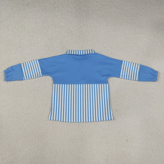 Baby Girls Blue Stripe Yoga Active Zip Pullovers Tops