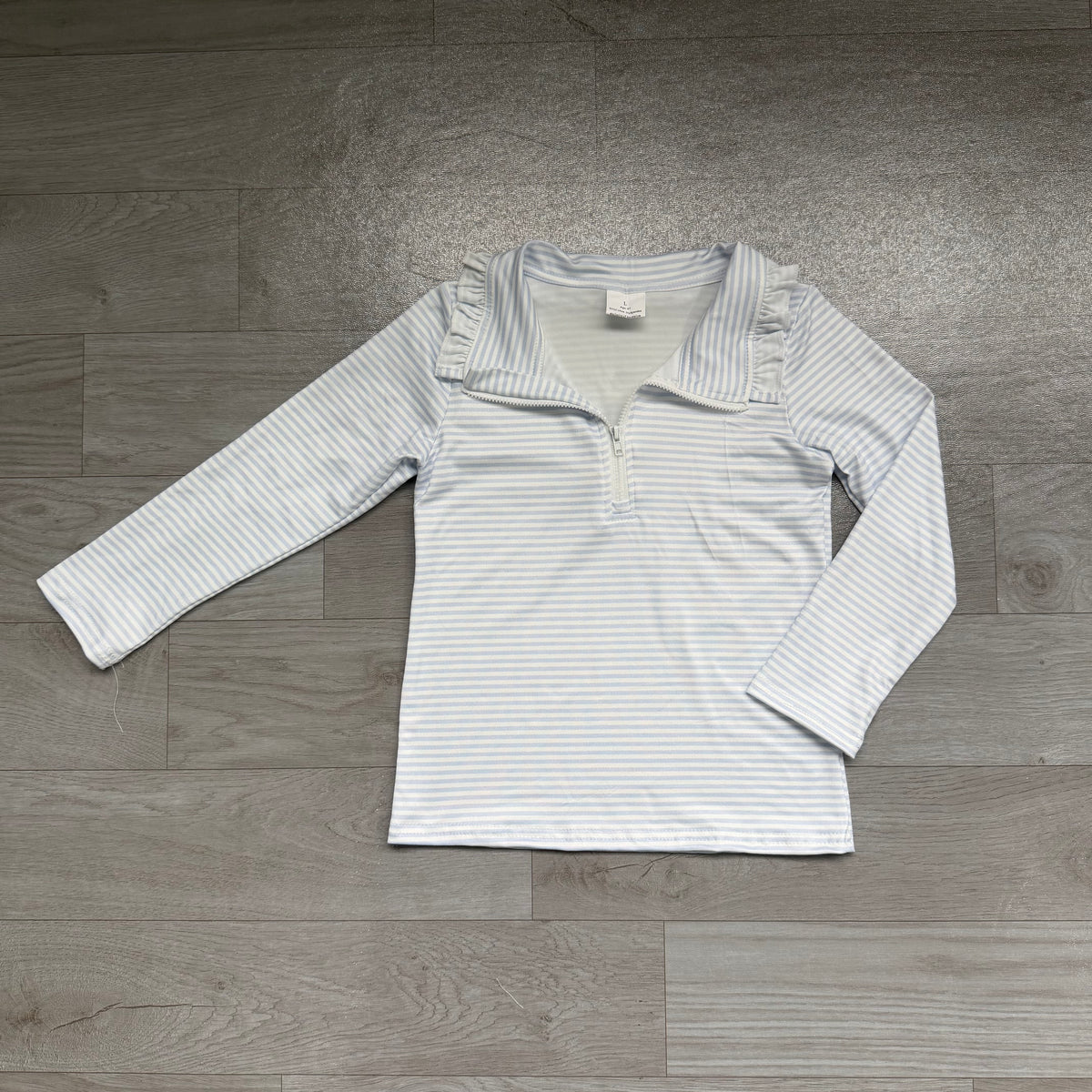 Baby Girls Long Sleeve Blue Stripe Zip Pullovers Top