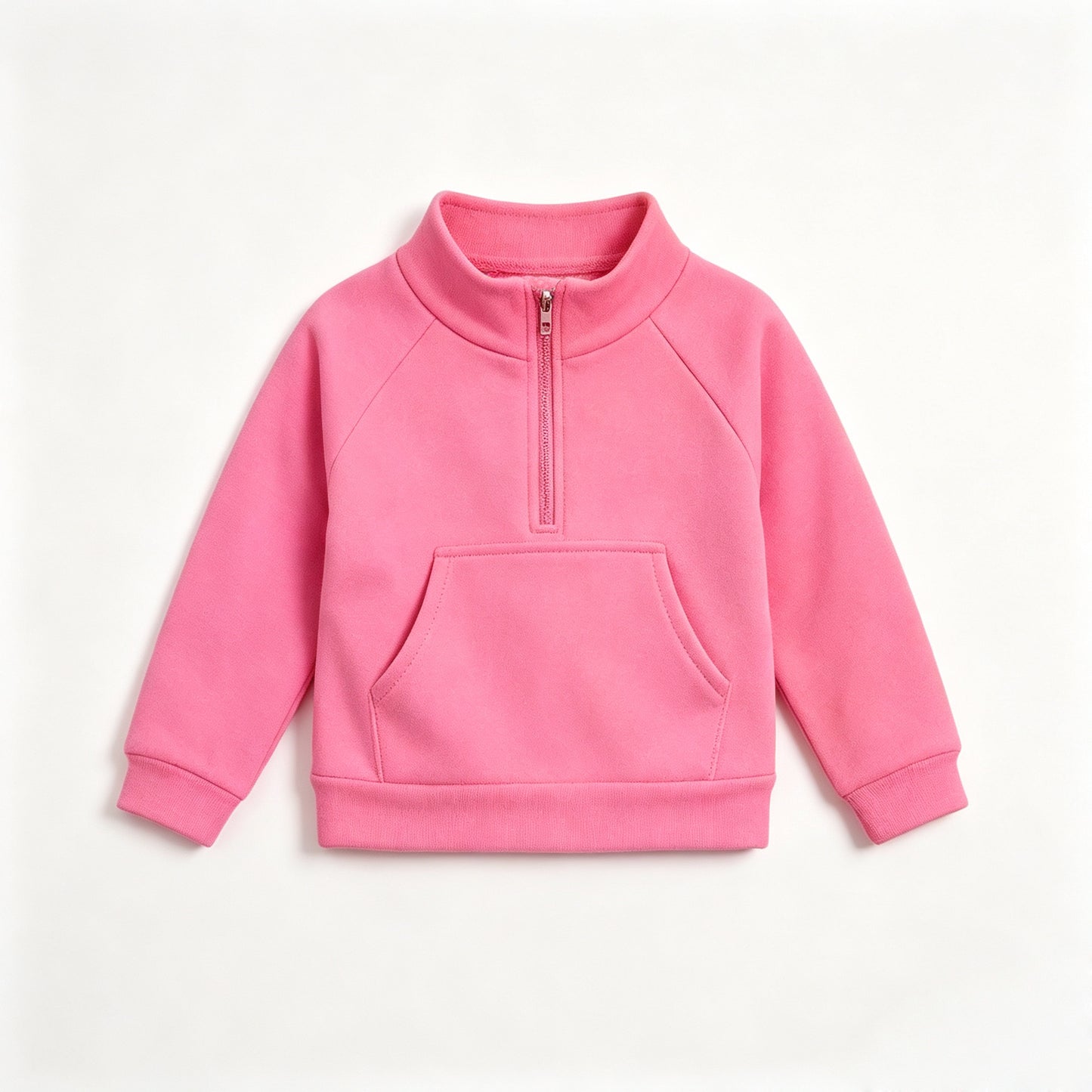 Preorder moq 5 Baby Girls Pink Long Sleeve Zip Pockets Yoga Active Pullovers Top