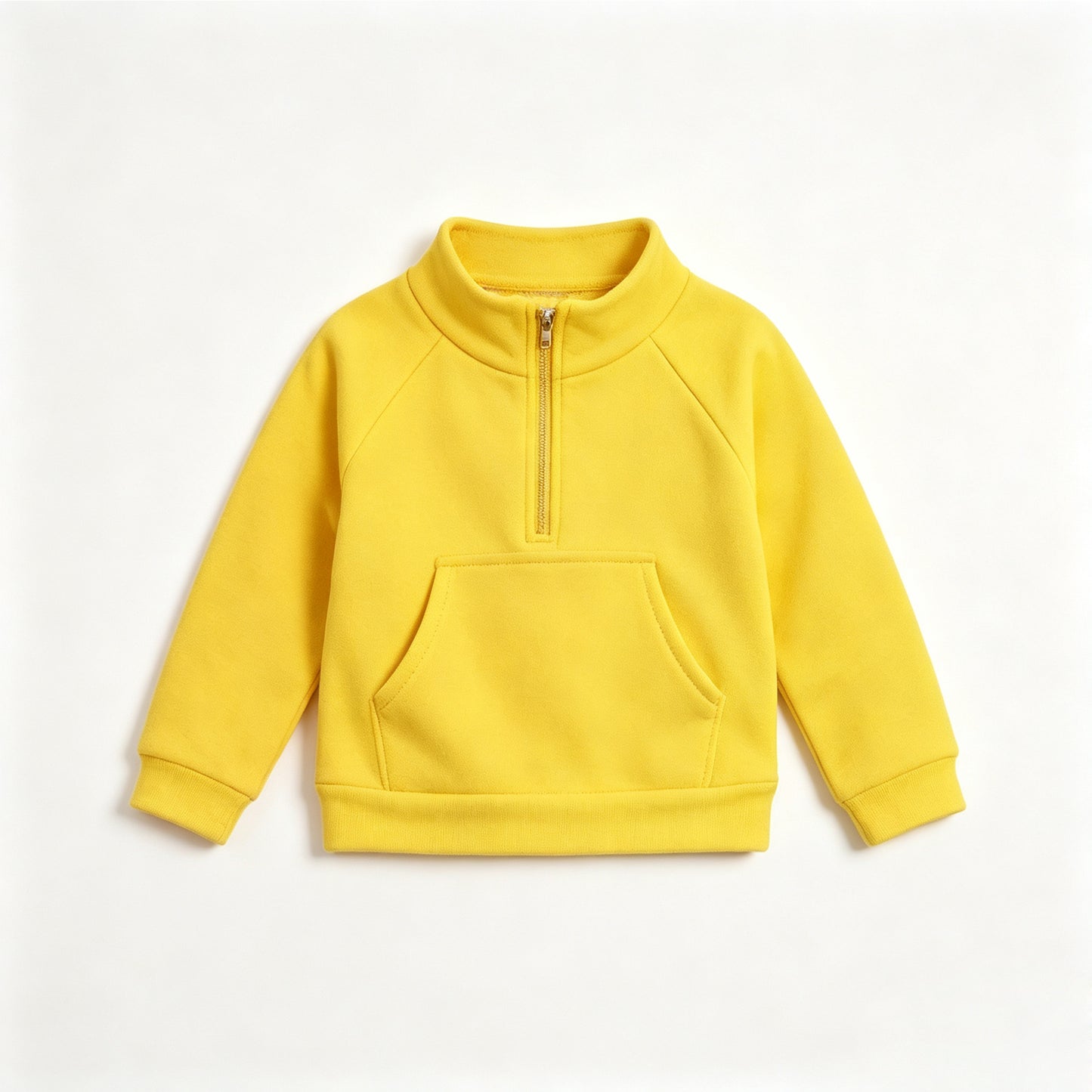 Preorder moq 5 Baby Girls Yellow Long Sleeve Zip Pockets Yoga Active Pullovers Top