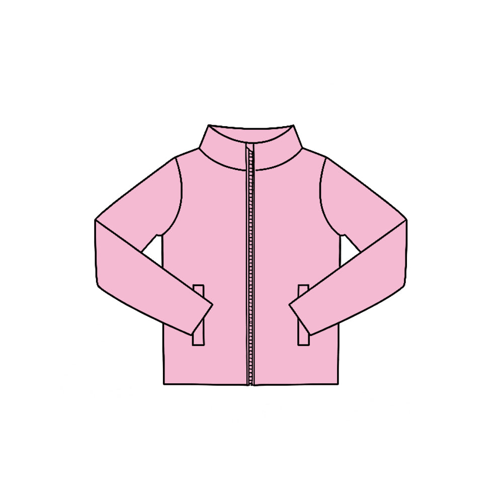 Preorder moq 5 Baby Girls Pink Yoga Active Zip Pockets Jackets Tops