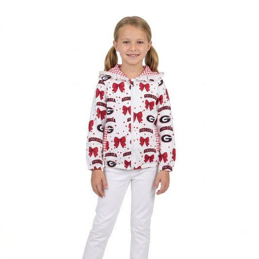 Baby Girls Bows Georgia Zip Pockets Team Ruffle Hoodie Jackets Top