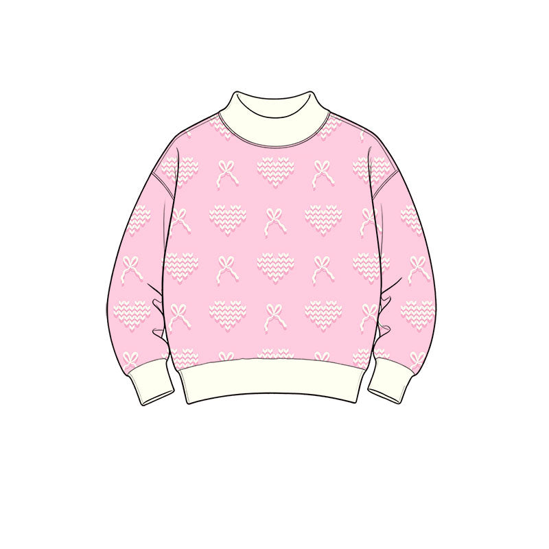 Preorder moq 5 Baby Girls Pink Long Sleeve Bows Hearts Valentines T-shirts Top