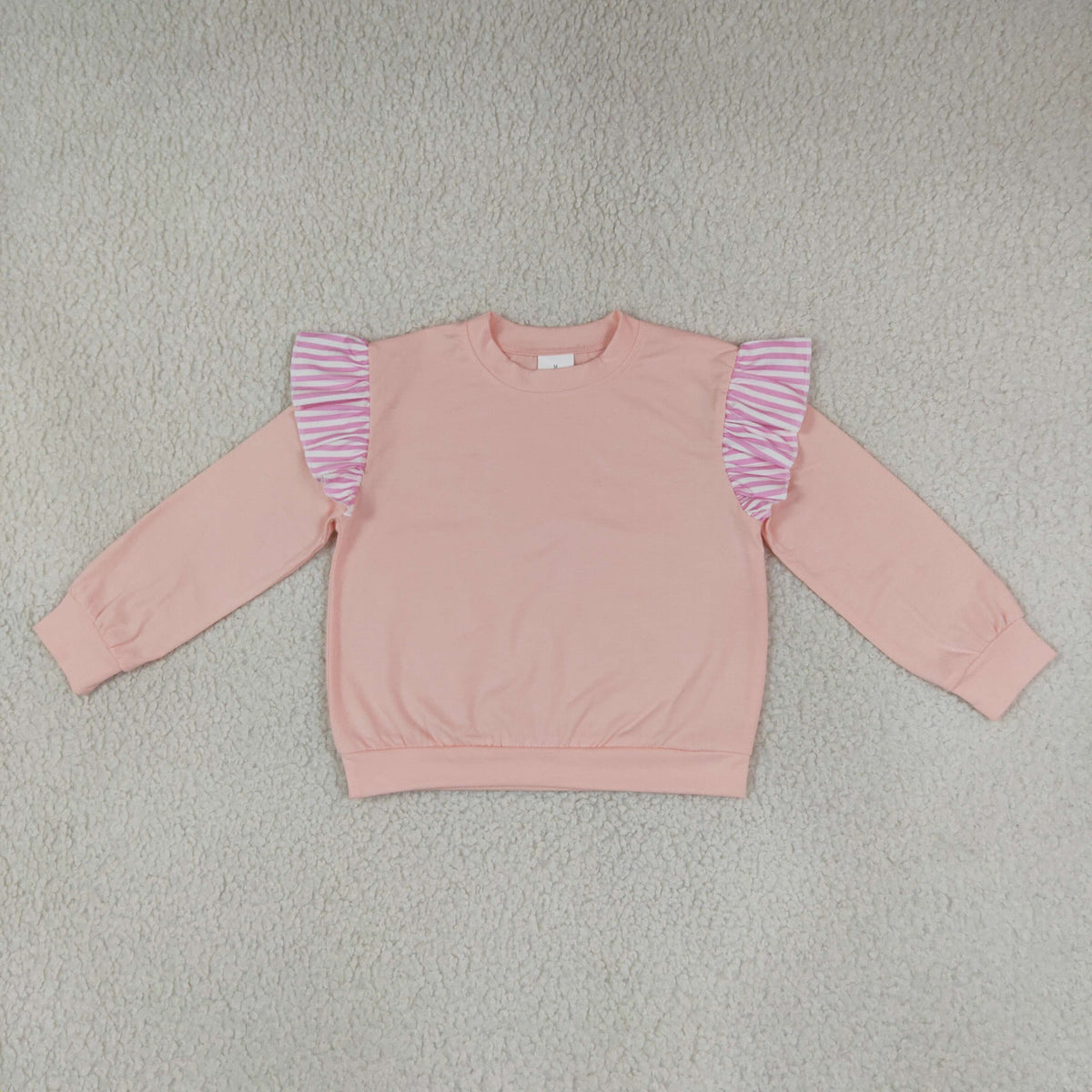 Baby Girls Light Pink Stripe Long Flutter Sleeve T-shirts Top