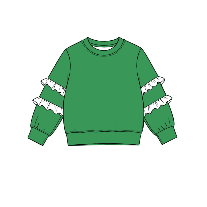 Preorder moq 5 Baby Girls Green White Long Sleeve T-shirts Top