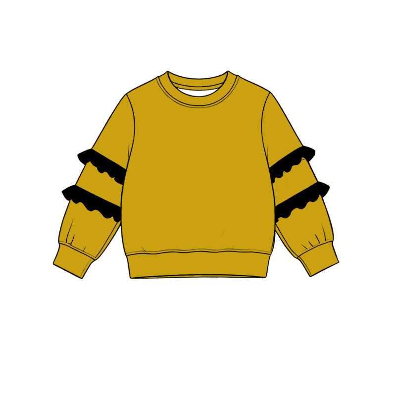 Preorder moq 5 Baby Girls Gold Black Long Sleeve T-shirts Top