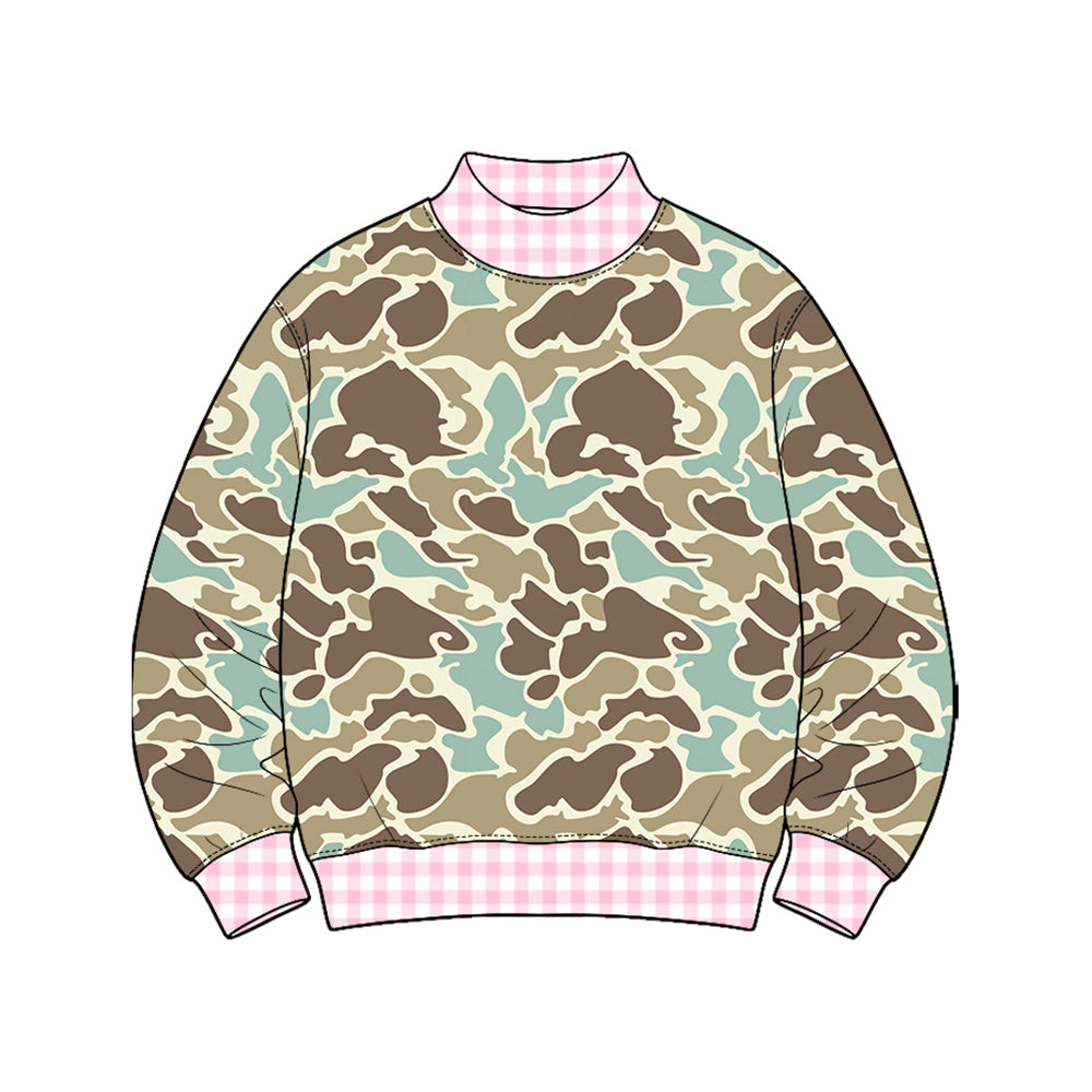 Preorder moq 5 Baby Girls Long Sleeve Southern Green Camo T-shirts Top