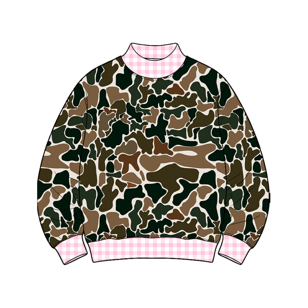 Preorder moq 5 Baby Girls Long Sleeve Southern Dark Brown Camo T-shirts Top