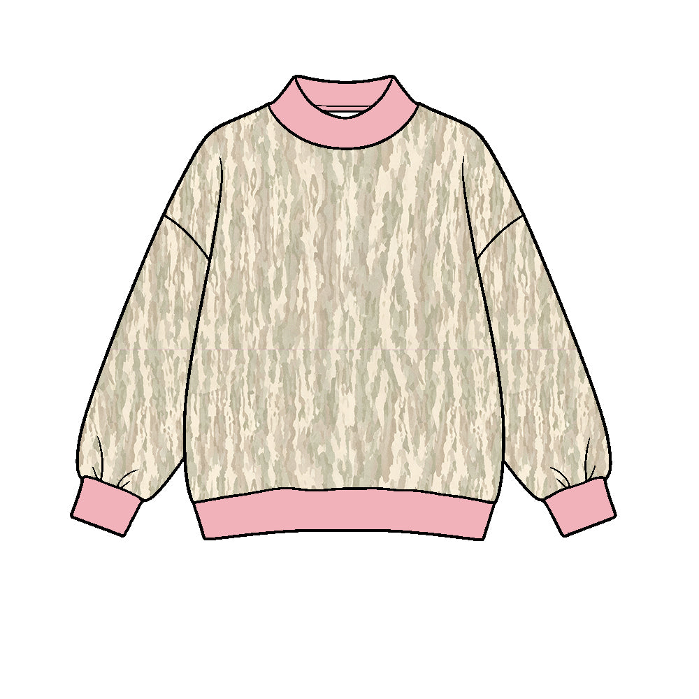 Preorder moq 5 Adult Women Long Sleeve Khaki Wood Camo Yoga Active T-shirts Top