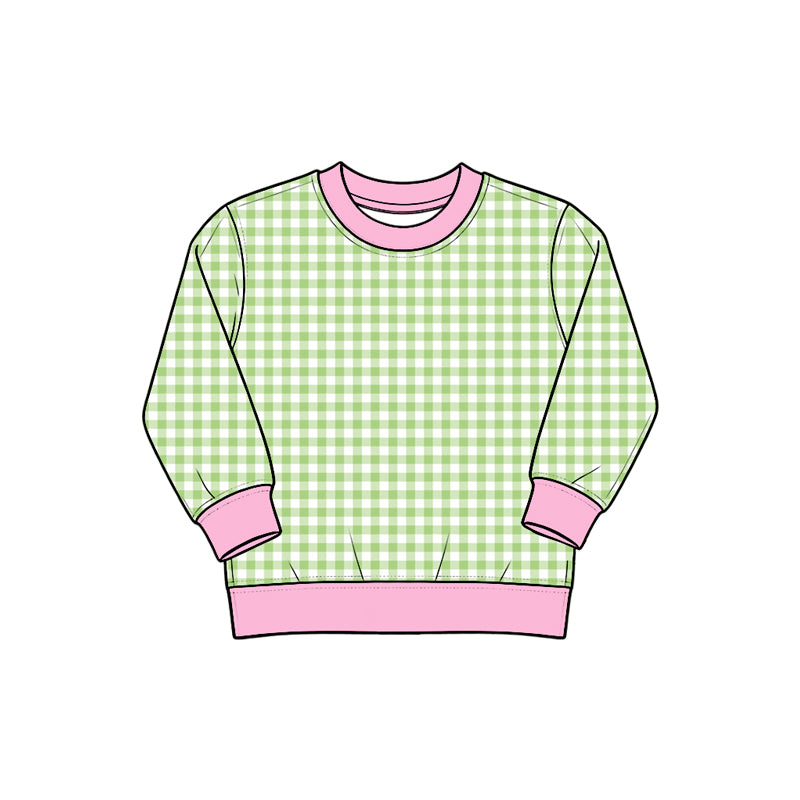 Baby Girls Pink Green Checked Long Sleeve Yoga Active T-shirts Top Preorder