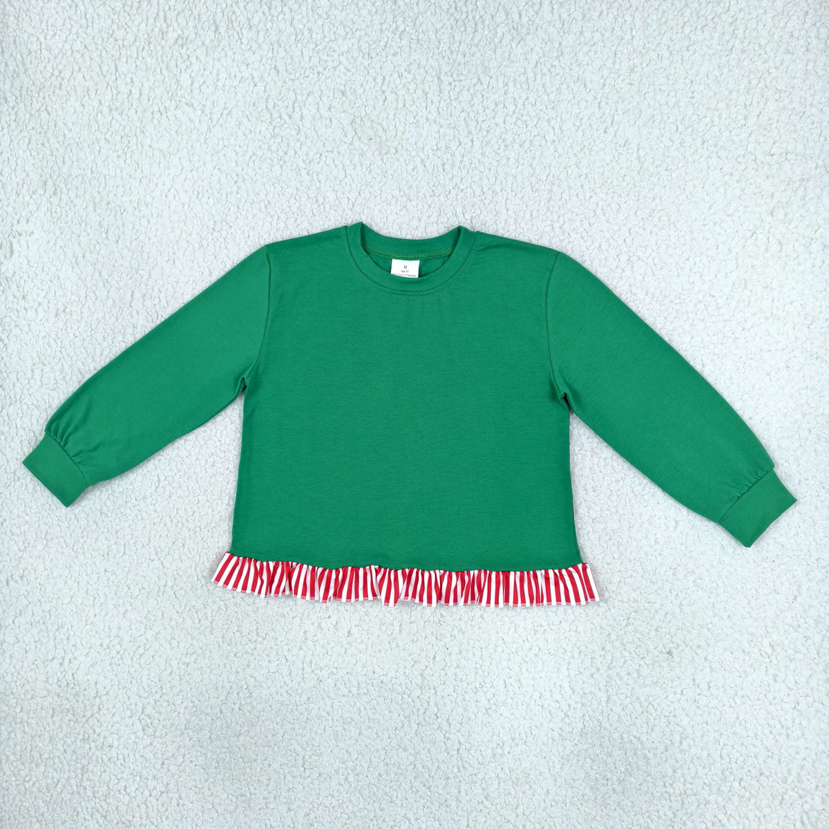 Baby Girls Green Long Sleeve Ruffle T-shirts Top