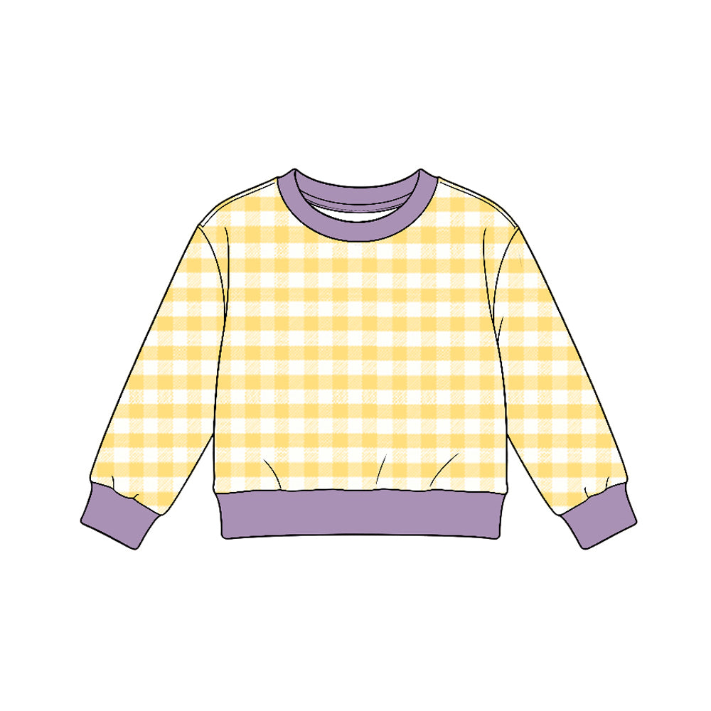 Baby Girls Yellow Checked Yoga Active Long Sleeve T-shirts Top Preorder