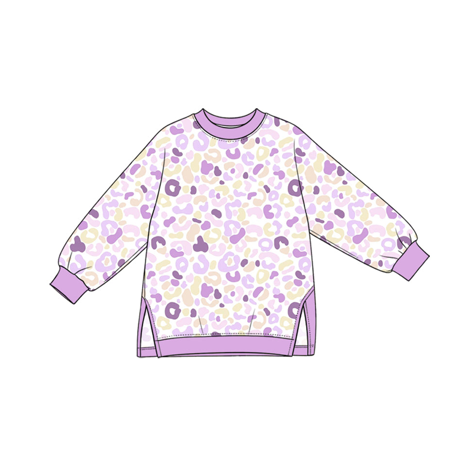 Preorder moq 5 Baby Girls Lavender Leopard Yoga Active T-shirts Top