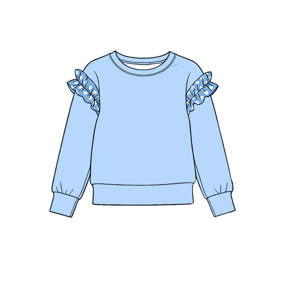 Preorder moq 5 Baby Girls Blue Long Sleeve Cotton T-shirts Top