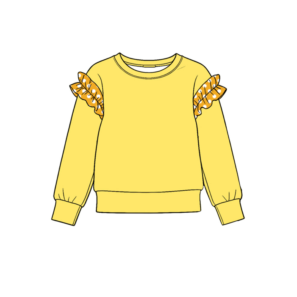 Preorder moq 5 Baby Girls Yellow Long Sleeve Cotton T-shirts Top