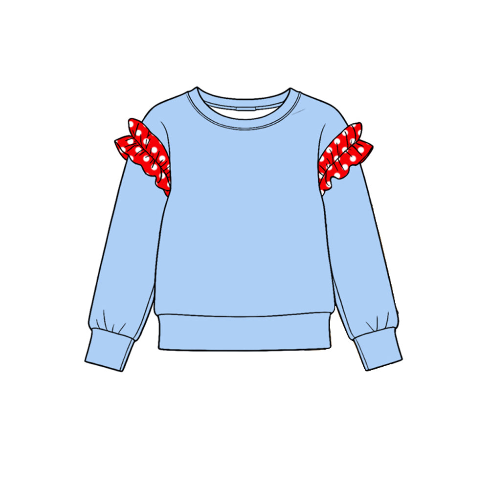 Preorder moq 5 Baby Girls Blue Red Long Sleeve Cotton T-shirts Top