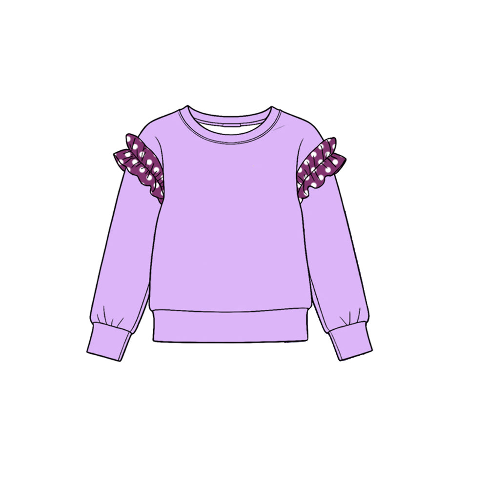Preorder moq 5 Baby Girls Lavender Long Sleeve Cotton T-shirts Top