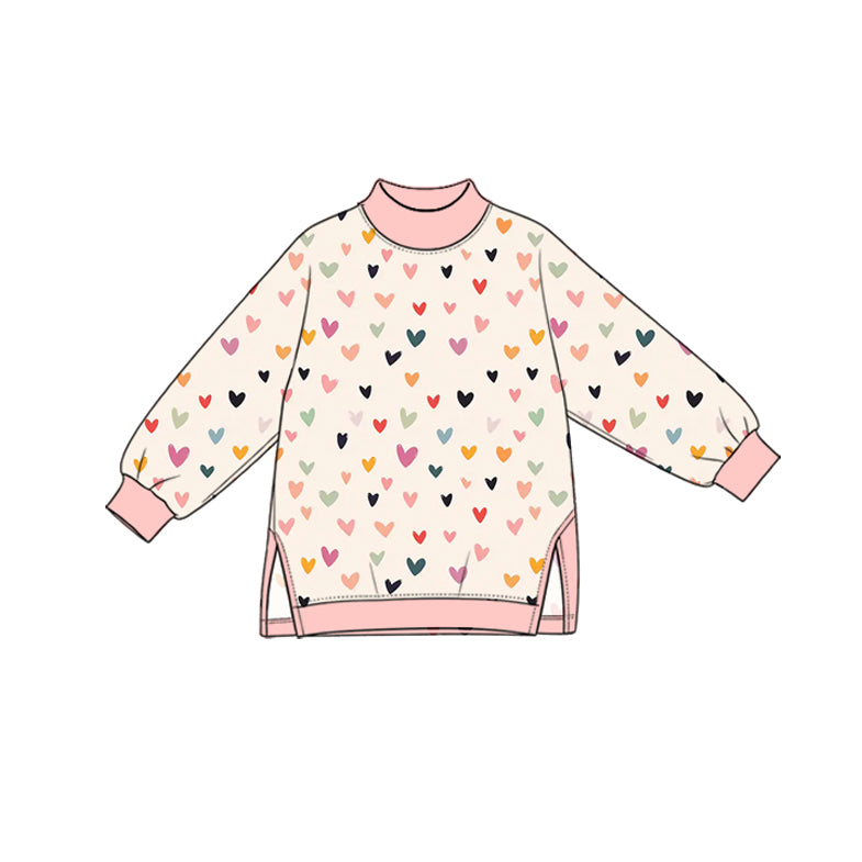 Preorder moq 5 Baby Girls Colorful Hearts Valentines Yoga Active Long Sleeve T-shirts Top