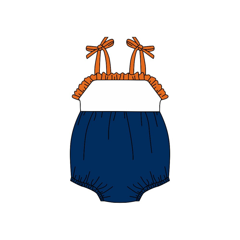 Preorder(moq 5)Baby Infant Girls Straps Navy Straps Summer Rompers