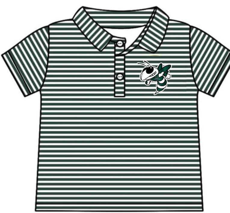 Preorder(moq 5) Baby Boys Green Stripes Team Bee Short Sleeve Tee Pullovers Shirts Tops