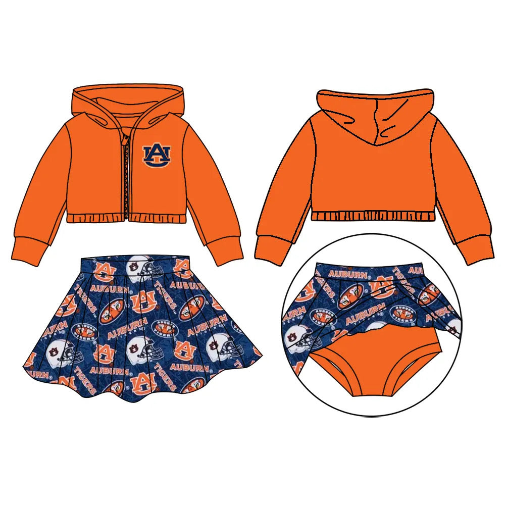 preorder(moq 5) Baby Girls AU Team Hooded Top Bummie Skirts Clothes Sets