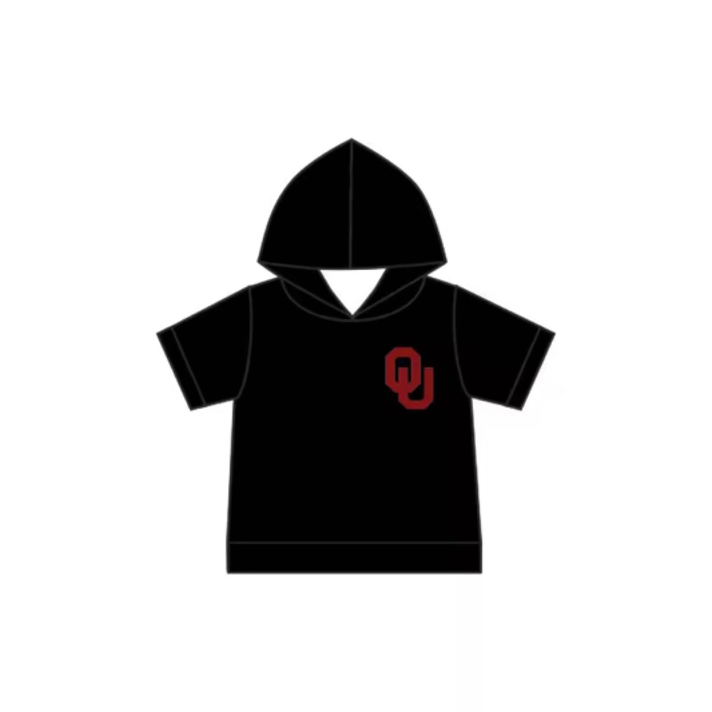 Preorder (moq 5)Baby Boys black ou Team Short Sleeve Hooded Tops