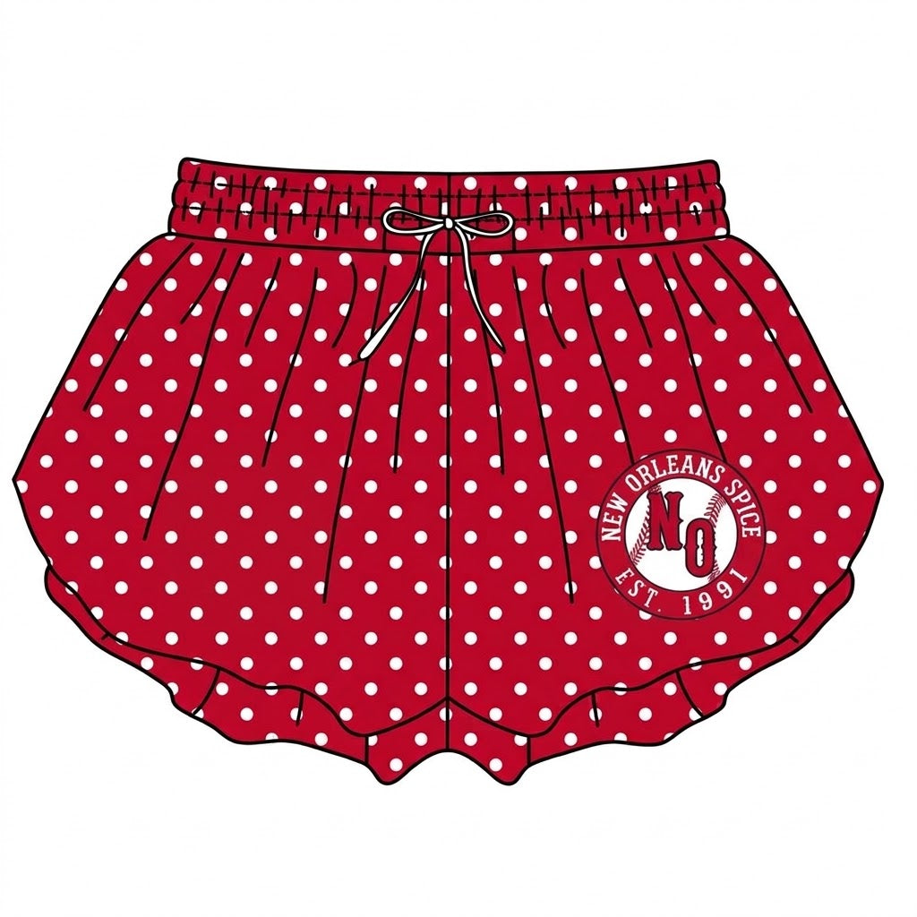 Preorder (moq 5)Baby Girls Yoga Red New Orleans Spice Butterfly Shorts Bottom