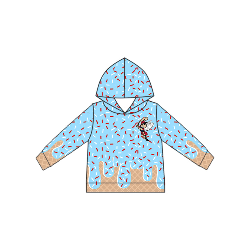 Preorder moq 5 Baby Boys Team Blue Long Sleeves Cartoon Bee Hoodie Top