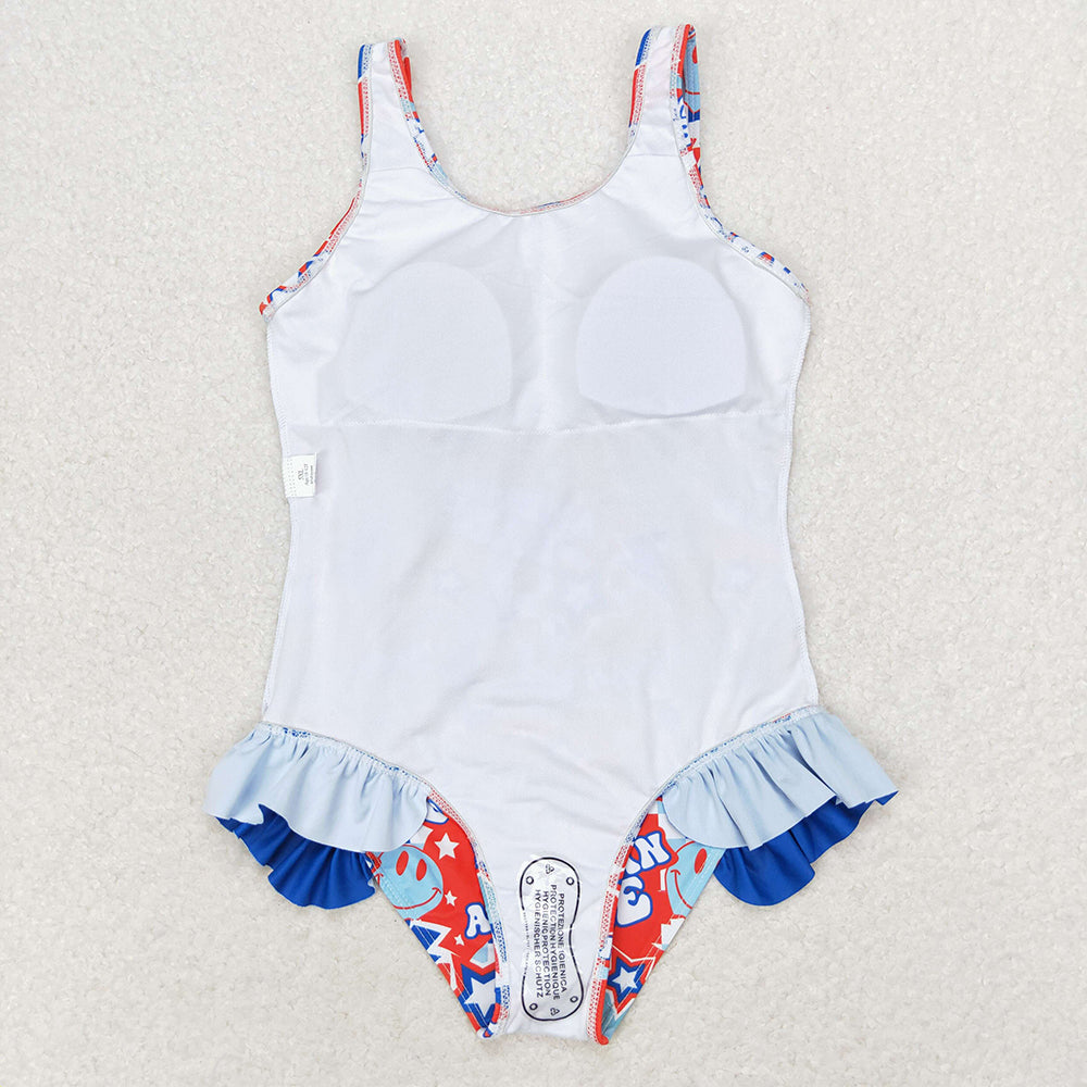Baby Girls 4th Of July American Babe Ruffle One Piece Swimsuits