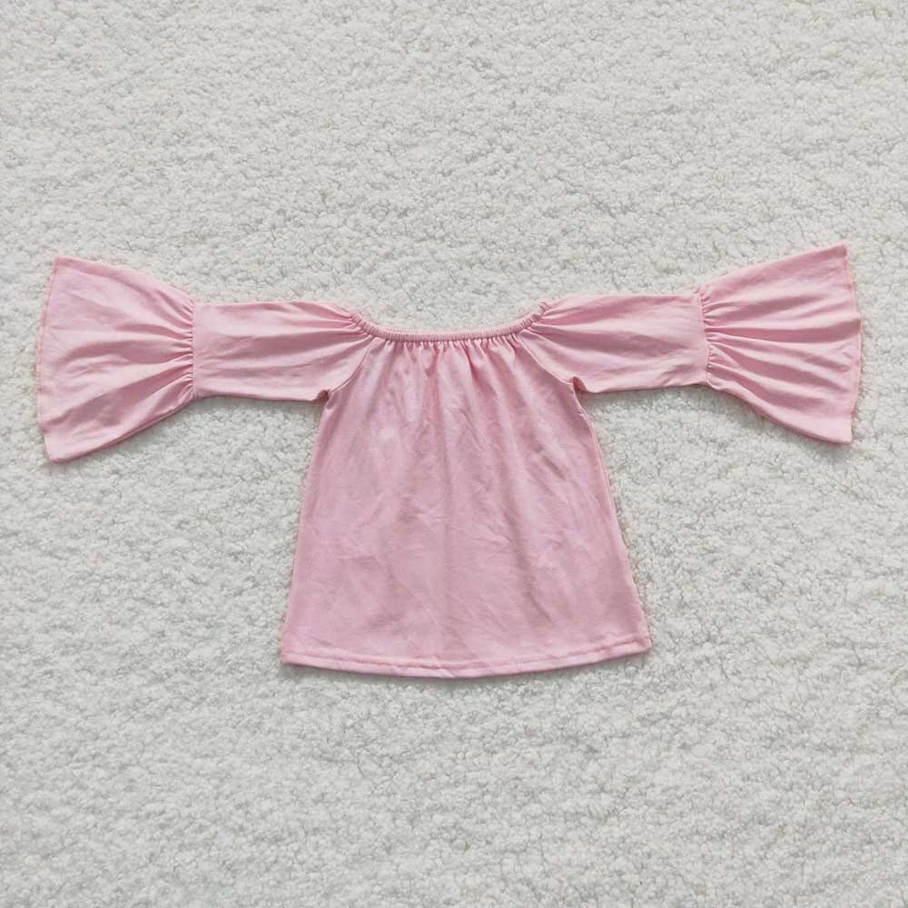 Baby Girls Pink Long Sleeve Off Shoulder Tee Tops